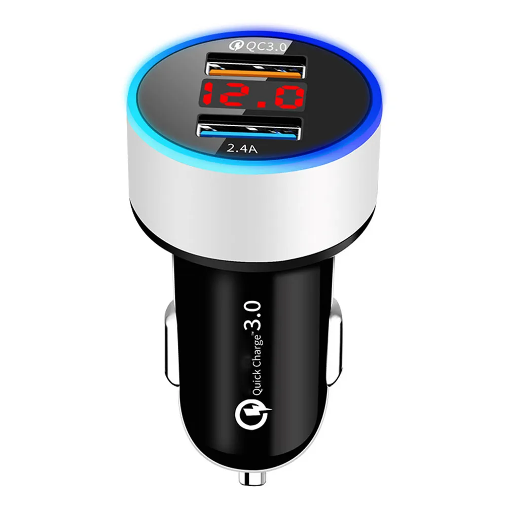 

Multi-Function Dual Port QC 3.0 Digital Display Car Charger USB Safe Portable high quality material durable and practical
