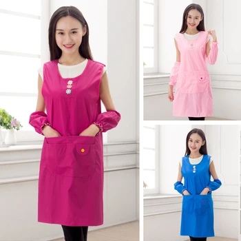 

Apron sleeve kitchen long sleeve cover adult woman full package Korean version fashion waterproof oil proof cooking
