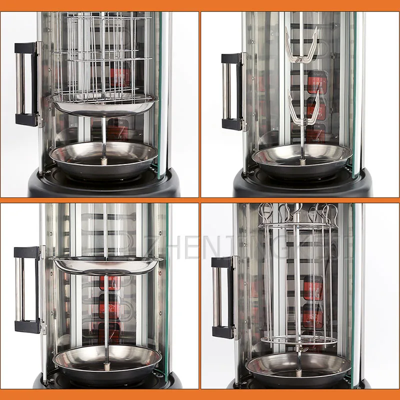 Smokeless Electric Grill Furnace Vertical Spin Barbecue Oven Lazy Home Automatic High Capacity High Power 1380W Electric Oven 5