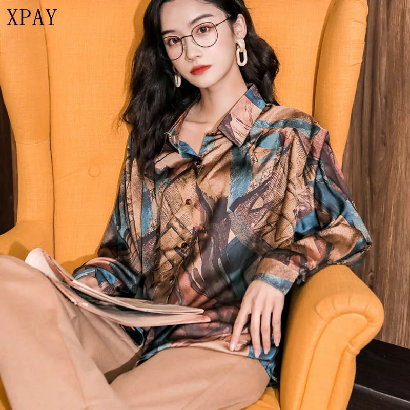 

Boho Baroque Beach Vintage Blouse 2020 Summer Long Sleeve Button Up Loose Shirt Fashion Colorblock Print Women Tops And Blouses