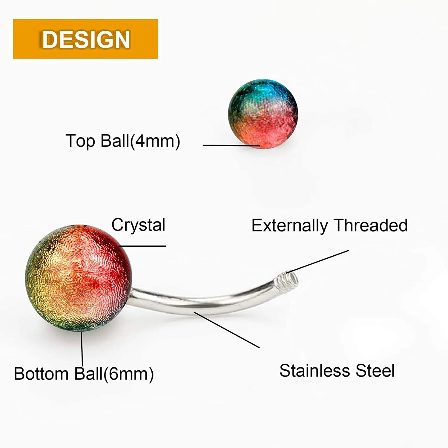 18Pcs Belly Button Rings Belly Rings for Women Stainless Steel Jewelry Belly Barbells Navel Rings Body Piercing Jewelry