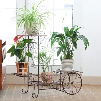 

European Flower Rack Wrought Iron Multi-layer Living Room Hanging Orchid Green Radish Shelf Balcony Indoor Floor Garden Pot Rack