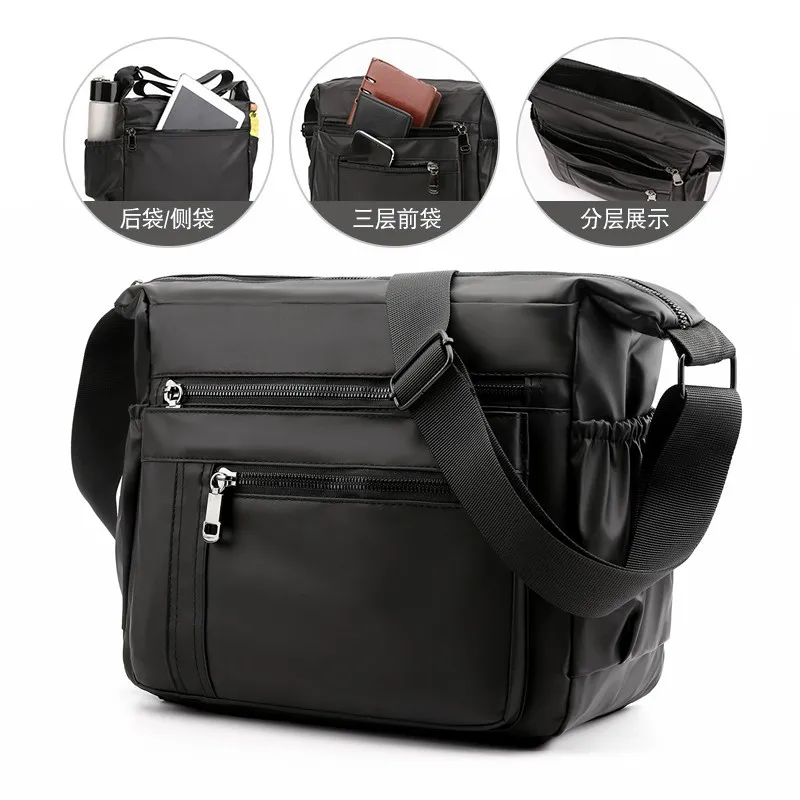 

New Style Large Capacity Multi-Compartment Men Business Casual Oblique Bag Going to Work Shoulder Bag
