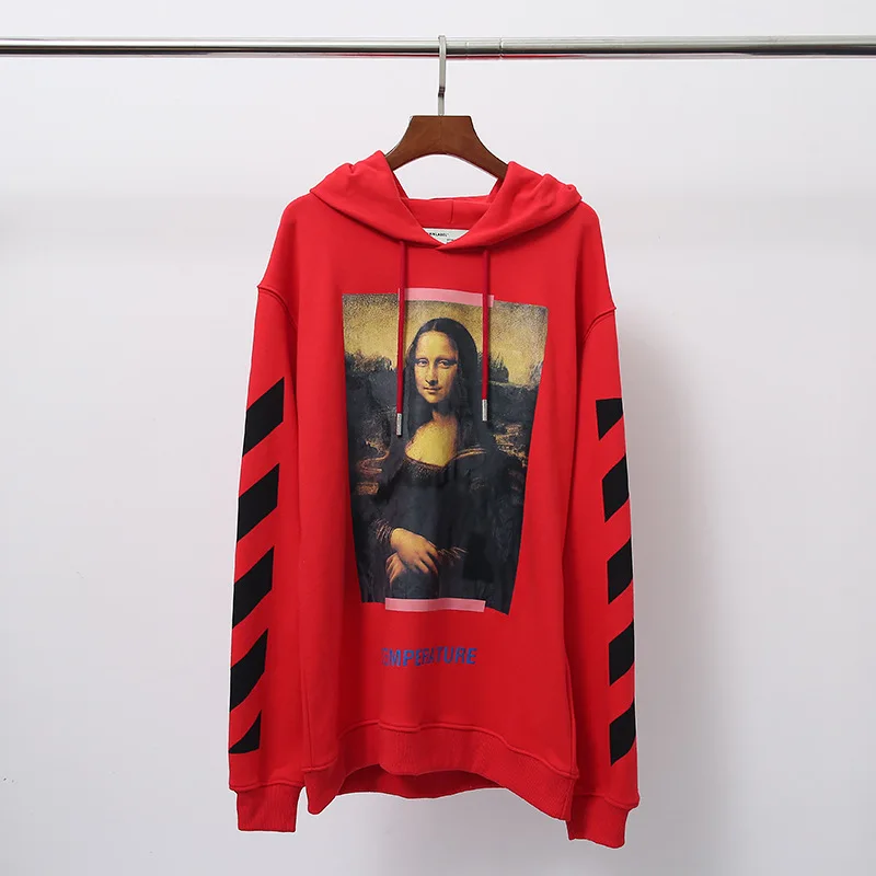 19SS OFF-WHITE OW Mona Lisa толстовка мужская пара махровое Худи супер Высококачественная Толстовка