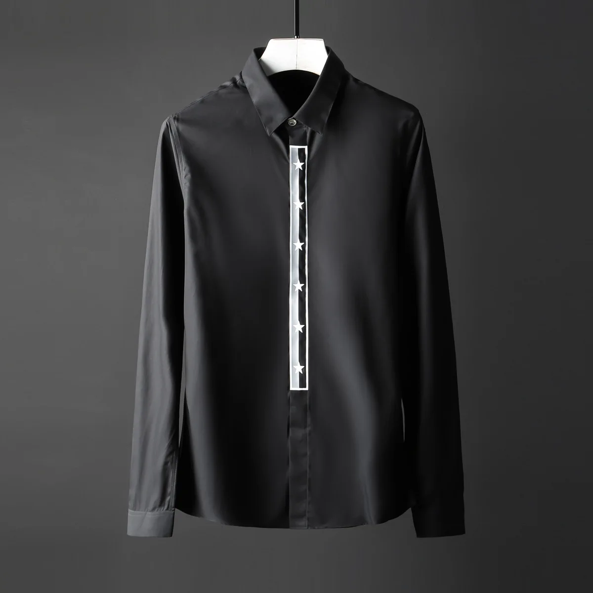 Minglu мужская хлопковая рубашка роскошные Placket смолы печатных мужские рубашки с длинным рукавом модные мужские Рубашки повседневные Slim Fit Camisa Masculina
