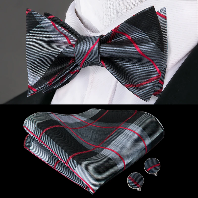 LH-2007 Hi-Tie шелковый галстук-бабочка мужской галстук бабочка роскошный золотой цветок бабочка Карманный платок Hanky запонки набор коричневый розовый синий галстук-бабочка - Цвет: LH-2007