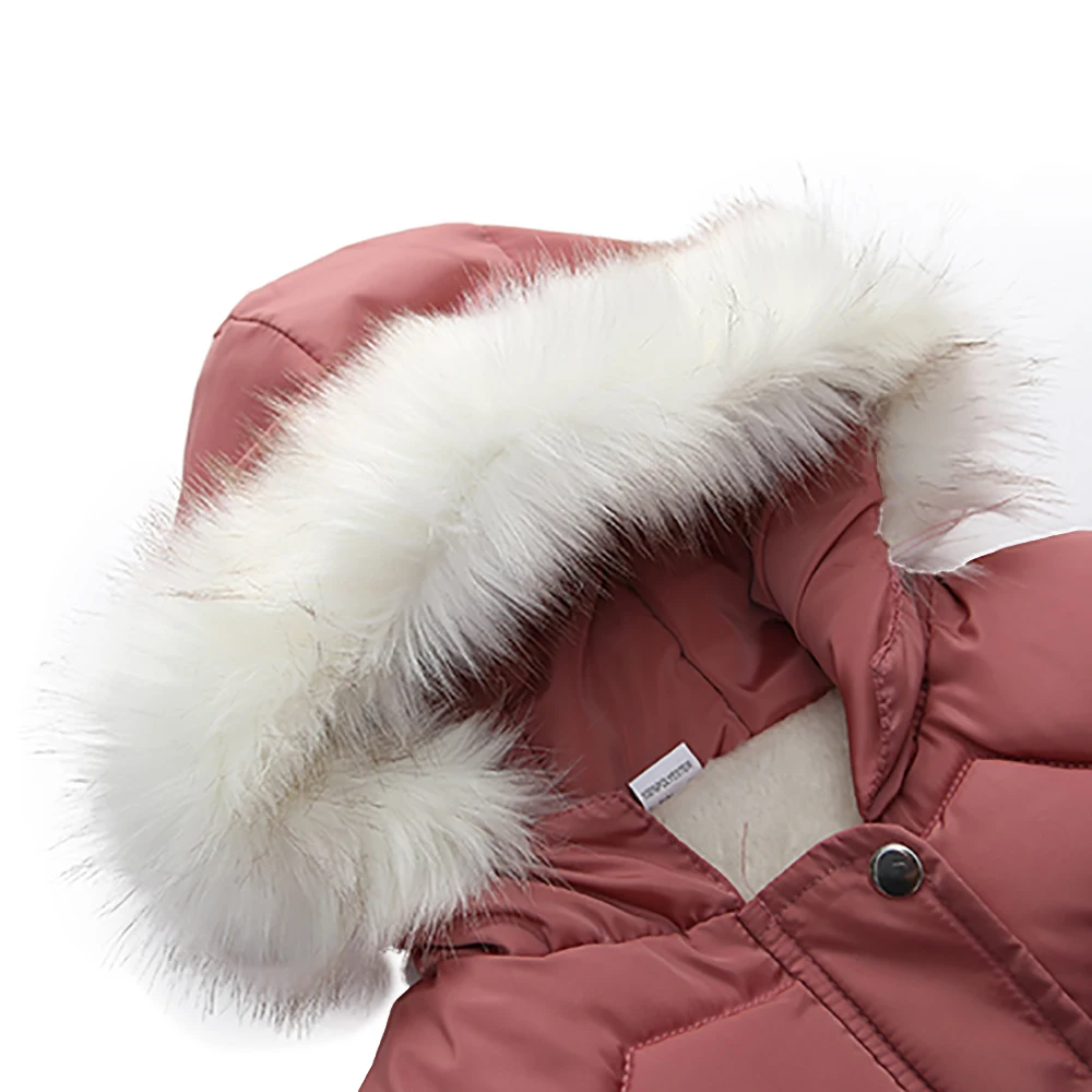 Зимнее пальто на молнии для девочек розовая Зимняя Куртка теплые флисовые зимние комбинезоны для девочек 4-7 лет, пушистая шляпа D25