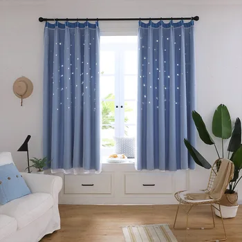

Princess Style Hollow Star Blackout Curtain Hotel Window Curtain Bedroom Living Room Shading Curtain Home Décor BS
