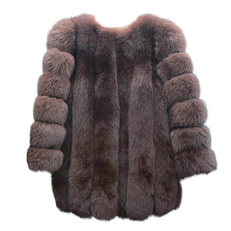 Bonnie Forest роскошные женские теплые толстые искусственный мех пузырь пальто с мехом, женские зимние сапоги из искусственного меха с длинным рукавом Длинные пальто с мехом, куртка, верхняя одежда - Цвет: Coffee