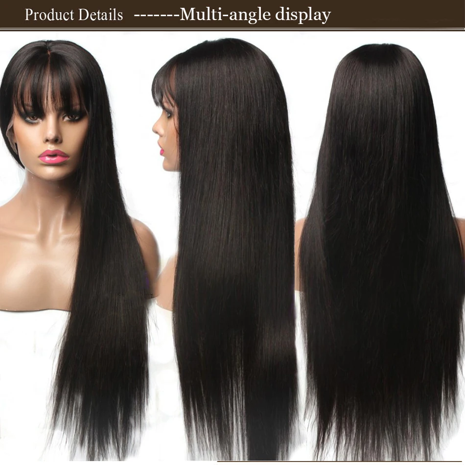 Hesperis 13x6 Lace Front Human Hair Wigs With Bangs Brazilian Remy Deep Part Lace Human Hair Wigs Pre Plucked For Women Brown
