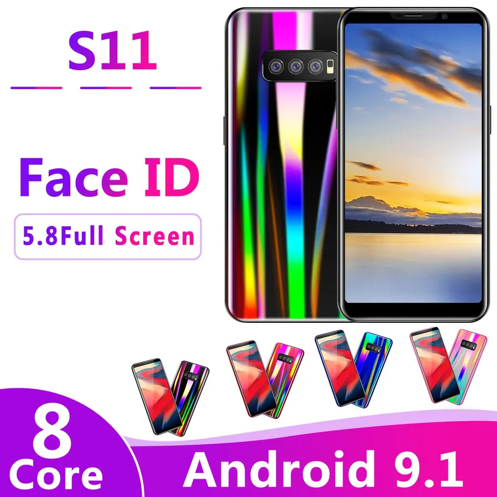 S11 5.8 Inch Tempered Glass Back Cover Smart Phone 2+32Gb Mobile Phone Fingerprint Face Recognition Smartphone