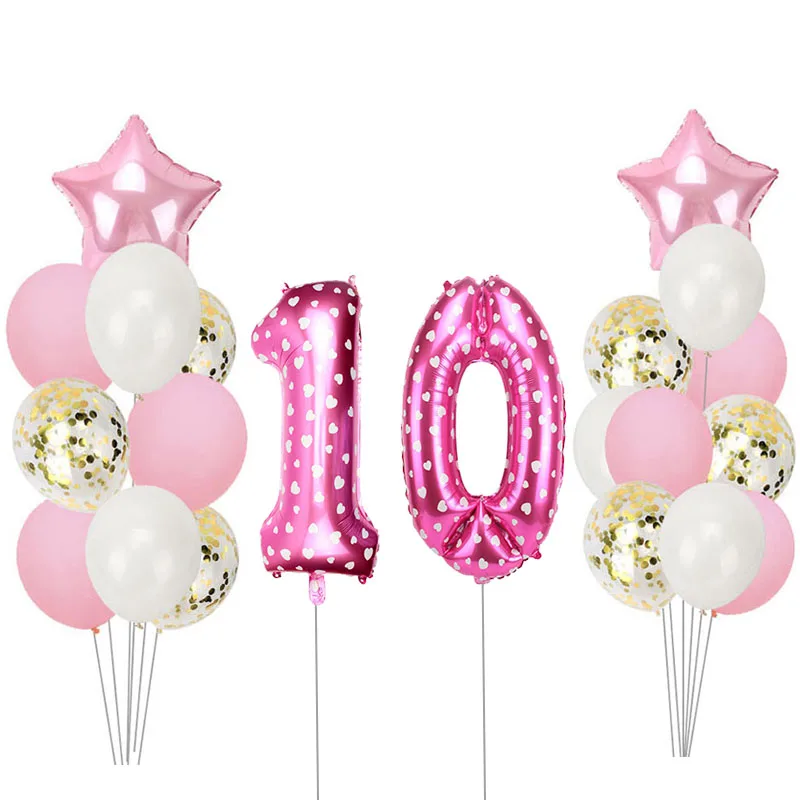 Palloncini di 10 anni decorazioni di compleanno forniture per feste di buon  compleanno per bambini Baby Boy Girl lattice di lamina in oro rosa -  AliExpress