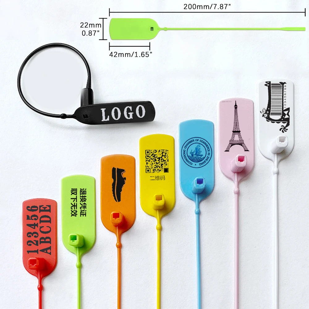 

100 free printed custom labels plastic disposable anti-counterfeit buckle shoes anti-theft buckle clothing label tie 200mm/7.8"