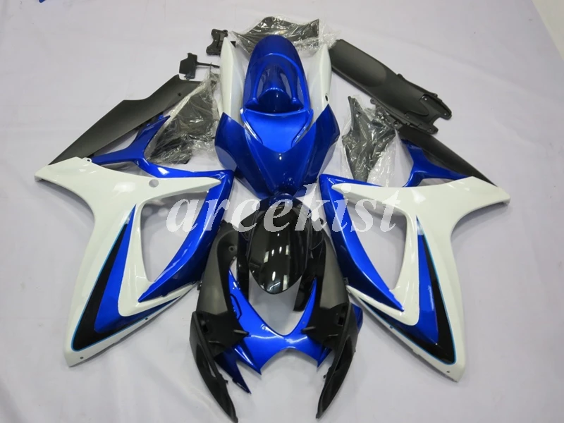 4 подарки ABS мотоцикл обтекатели комплект подходит для Suzuki GSX-R 600 750 2006 2007 06 07 GSXR600 GSXR750 пользовательские белый синий
