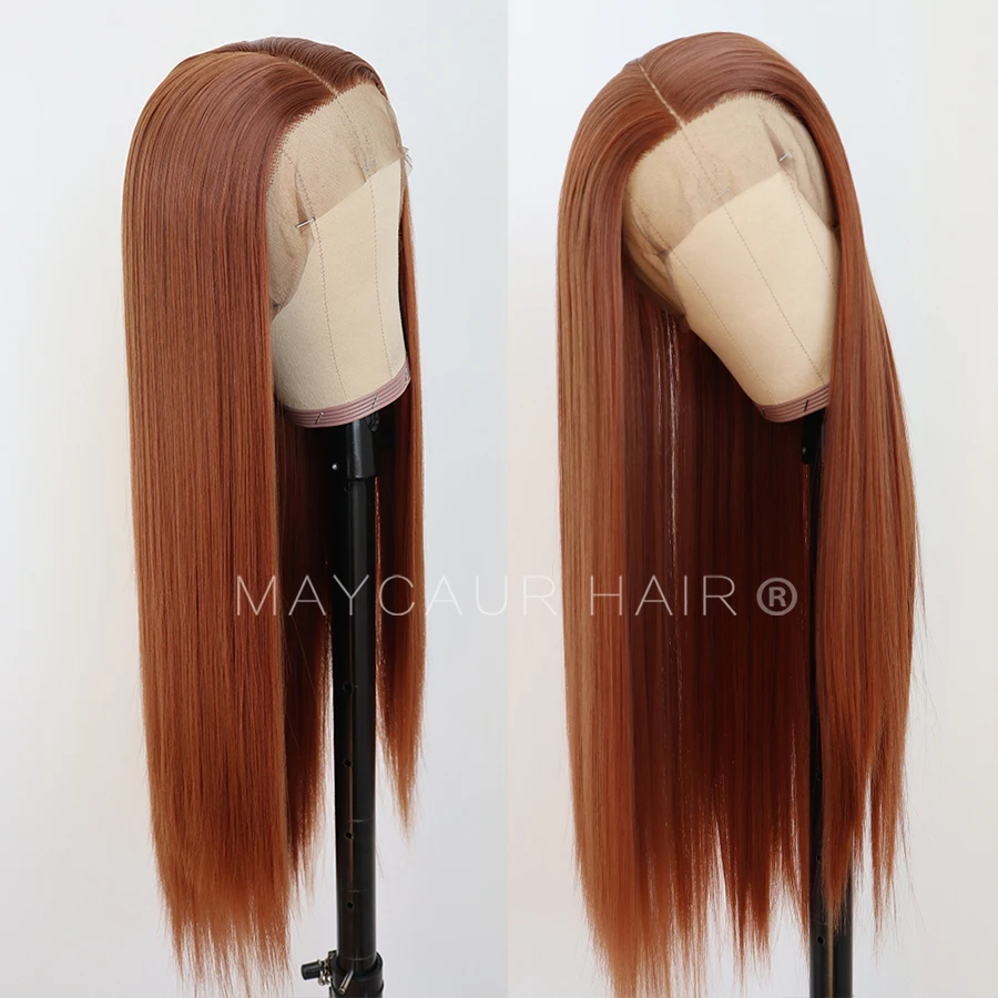 maycaur Synthetic Lace Front Wig Silky Straight 30B Heat Resistant Synthetic Replacement Hair Wigs for Fashion Women (2)