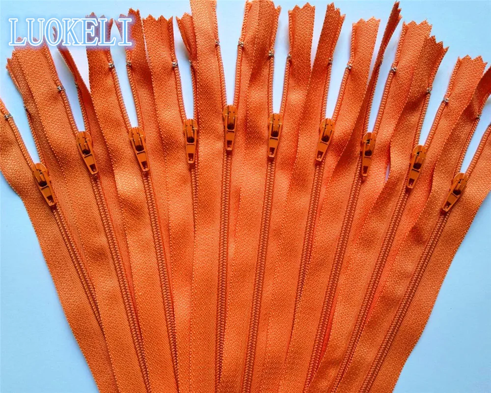10 шт. 3#(10 дюймов) 25 см закрытые нейлоновые катушки молнии портной процесс шитья многоцветные по желанию - Цвет: Orange