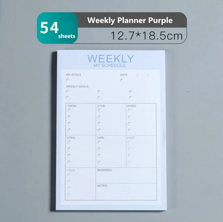 Weekly planner PP Новинка, милый блокнот, 54 листа, А4, B6, еженедельный, ежемесячный, органайзер, блокнот для заметок, ежедневный блокнот, школьные канцелярские принадлежности - Цвет: Weekly planner PP