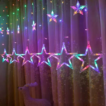 2.5M Kerst Guirlande Ster Fairy Light Gordijn Led String Lamp Voor Outdoor Xmas Nieuwjaar Decor Lamp