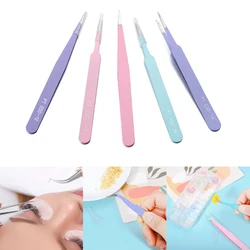Jewerly Tool Eyelash Extension Tweezer Stainless Steel Tweezer Straight Bend Tip 3 Colors Multi-use Tweezer Anti-static Supplies