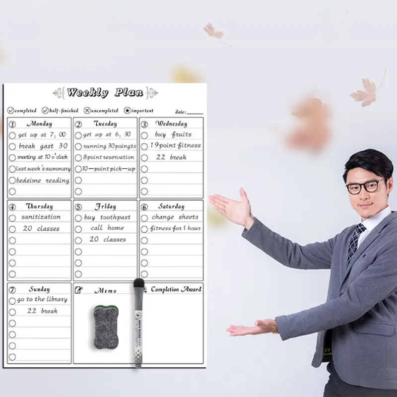 

A3 Magnetic Weekly Planner Whiteboard Fridge Magnet Erasable Flexible Message
