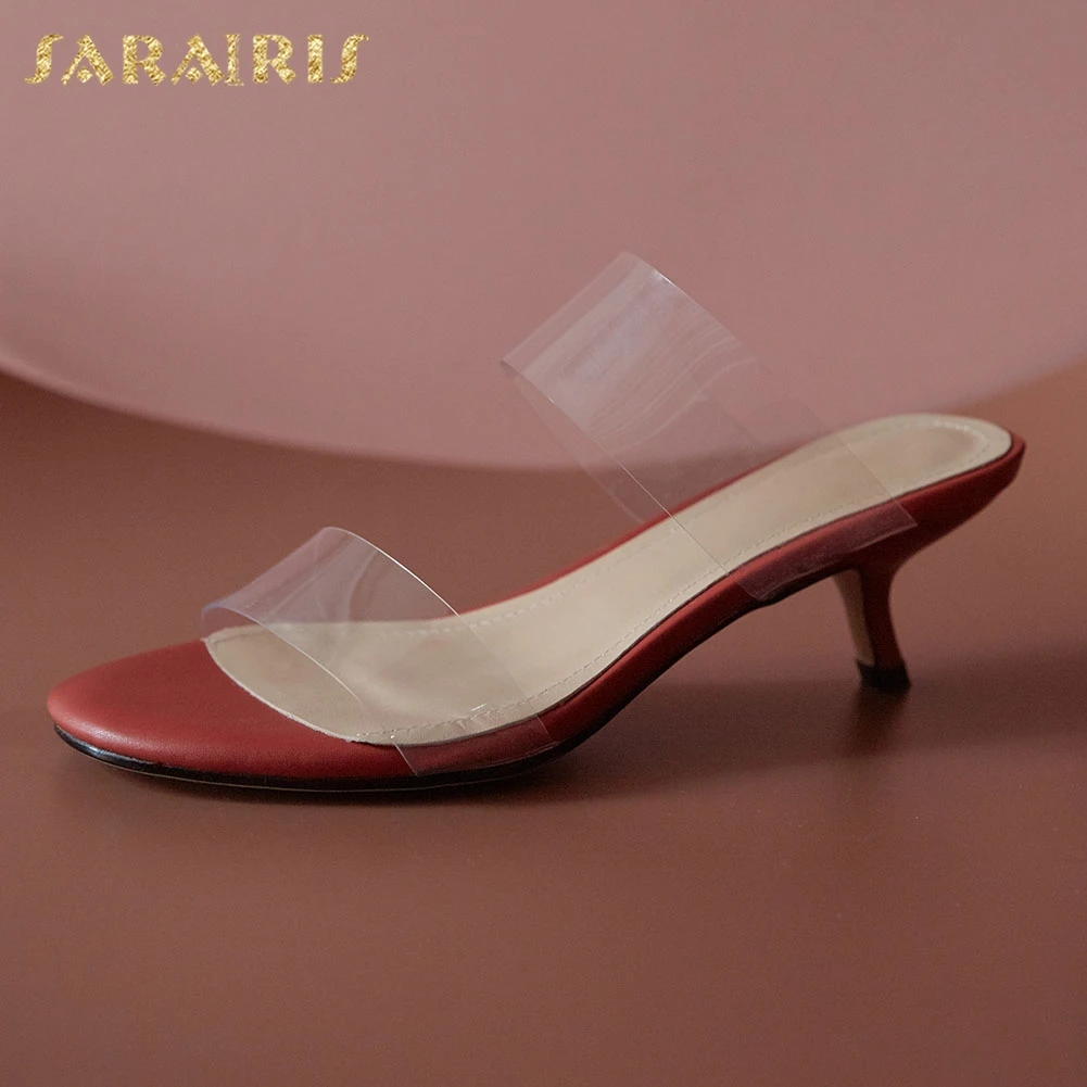 

Sarairis 2020 New Design PVC Strange Style Summer Pumps Mules Women Shoes Outside Slip On INS Hot Shoes Woman Pumps Female