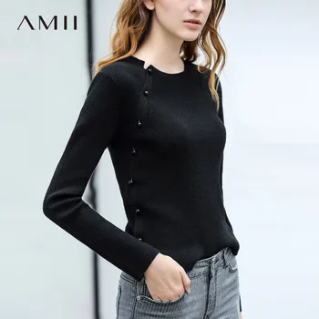 

Amii Original design chic beaded thin collar O pullover