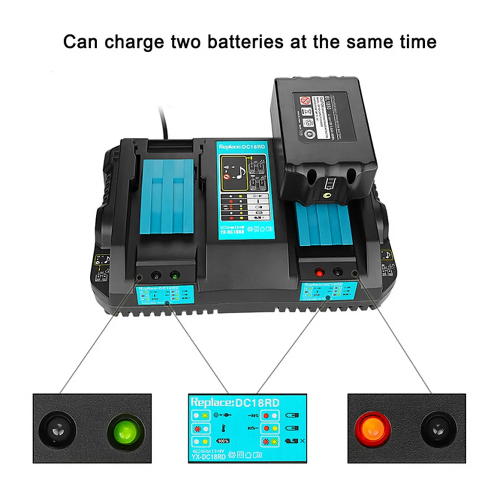 Встроенный светодиодный аккумулятор для Makita BLDC18RD 7,2 V-18 V для DC18RC литий-ионный аккумулятор двойной порт зарядное устройство