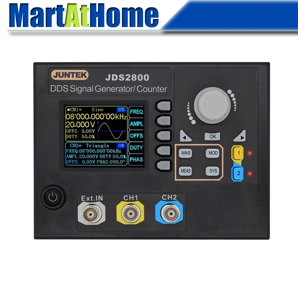 Генератор сигналов JDS2800-15M 15 МГц двухканальный генератор DDS частотомер