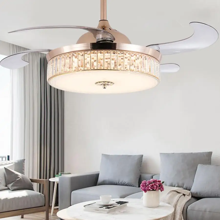

AC100-240V 42Inch Modern Style LED Indiscernible Ceiling Fans Light 3 Colors Dimming With Remote Controller