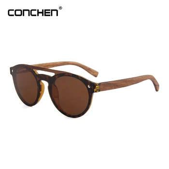 

CONCHEN Wooden Arms Sunglasses Men Fashion Bamboo Bridge Sunglasses Women 2018 Hot