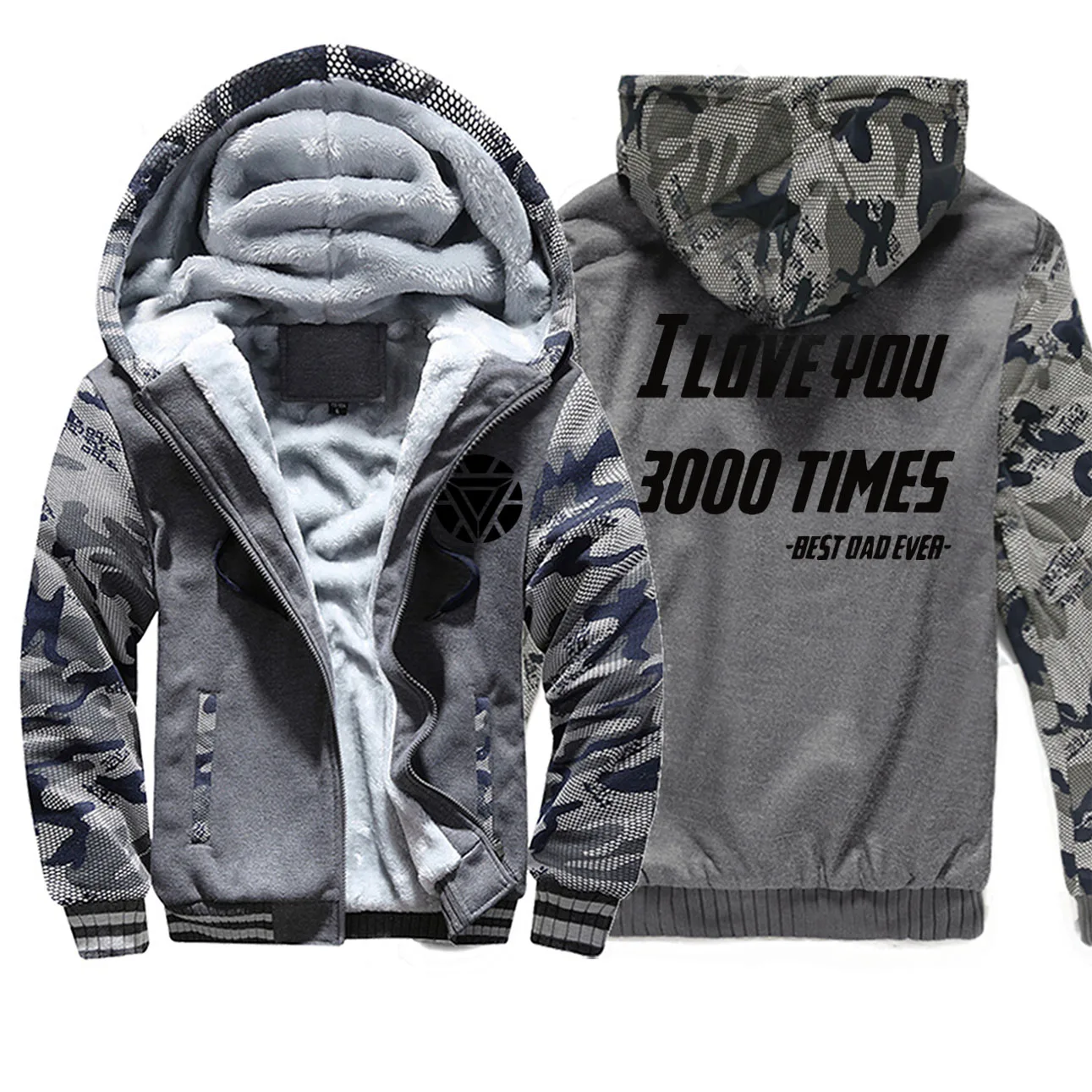 I Love You 3000 мужские Мстители 4 Железный человек куртки Горячая осень зима камуфляж мужские толстовки теплые флисовые модные новые пальто - Цвет: Dark Gray 1