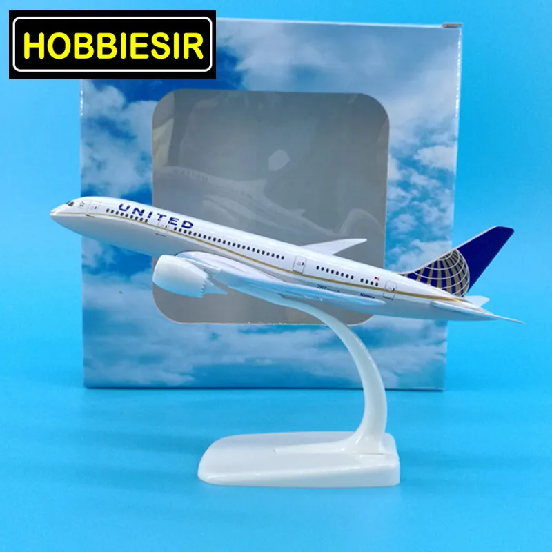 

20cm Alloy Aircraft 1/400 Scale Boeing787 United airlines airplane model aircraft W base diecast plastic plane toy gifts for kid