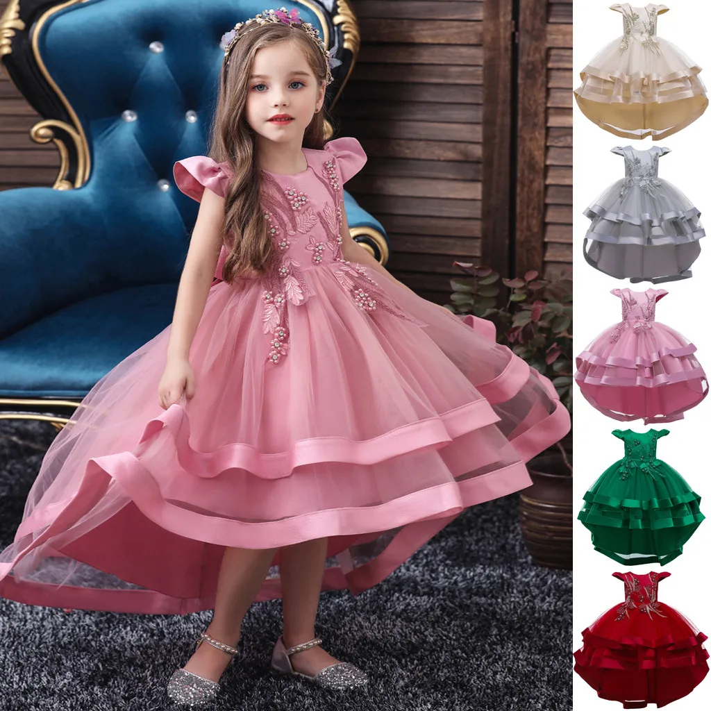 

Summer elegant fashion flower girls princess dresses baby girl party wedding beauty dress party dresses for kids girl vestidos