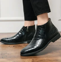 

New Fashion Men's Dress Boots Pu Leather Casual Chelsea Boots for Men British Style Soulier Homme Zapatos De Hombre Сапоги AQ285