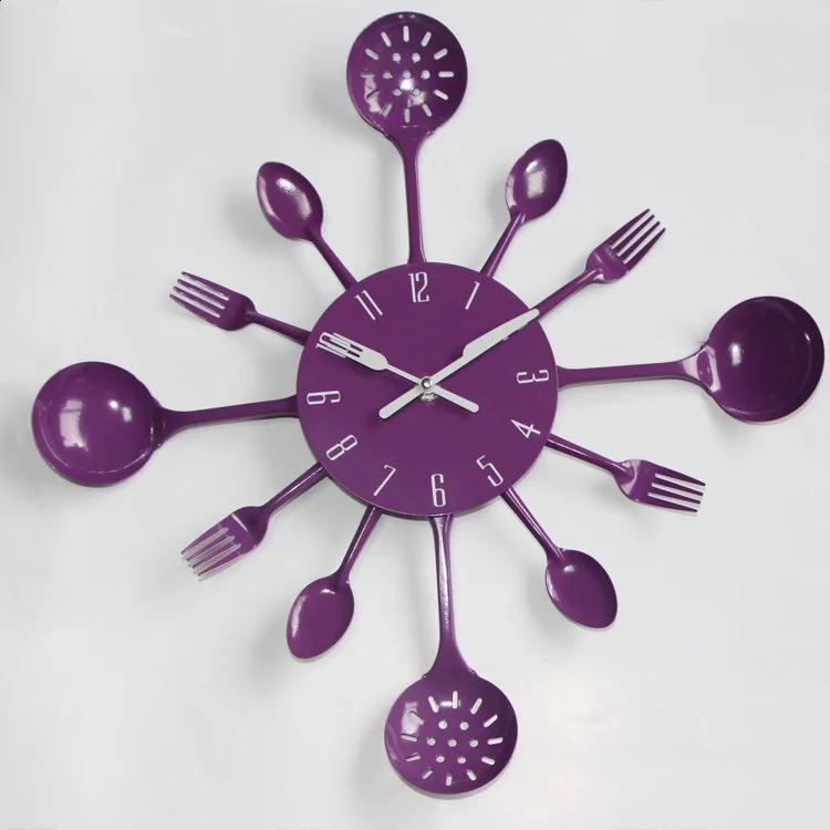 [Manufacturers Direct Selling] Color Metal Knife And Fork Clock-Style Kitchen Wall Clock Creative Cool New Style Living Room Wal