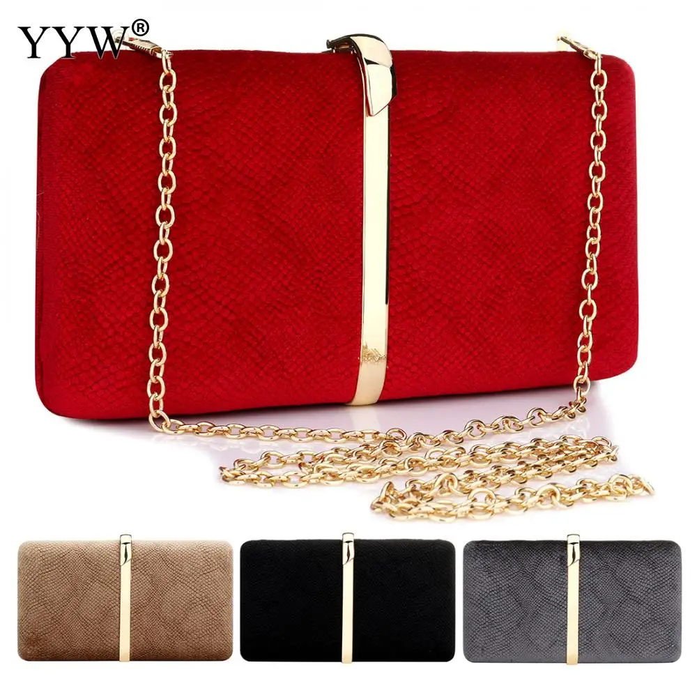 Сумка-клатч женская красная свадебная с цепочкой кристаллами коробка фланелеток