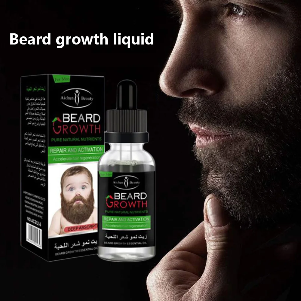 Hot Selling Men Liquid Beard Repair Growth Essential Oil Fast Enhance Facial Whiskers Nutrition Moustache Beard Repair Growth