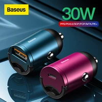 Baseus Auto Ladegerät Typ-C Quick Charge 4,0 3,0 Für Iphone Huawei Xiaomi Samsung PD 3,0 Schnelle Lade USB telefon Mini Ladegerät