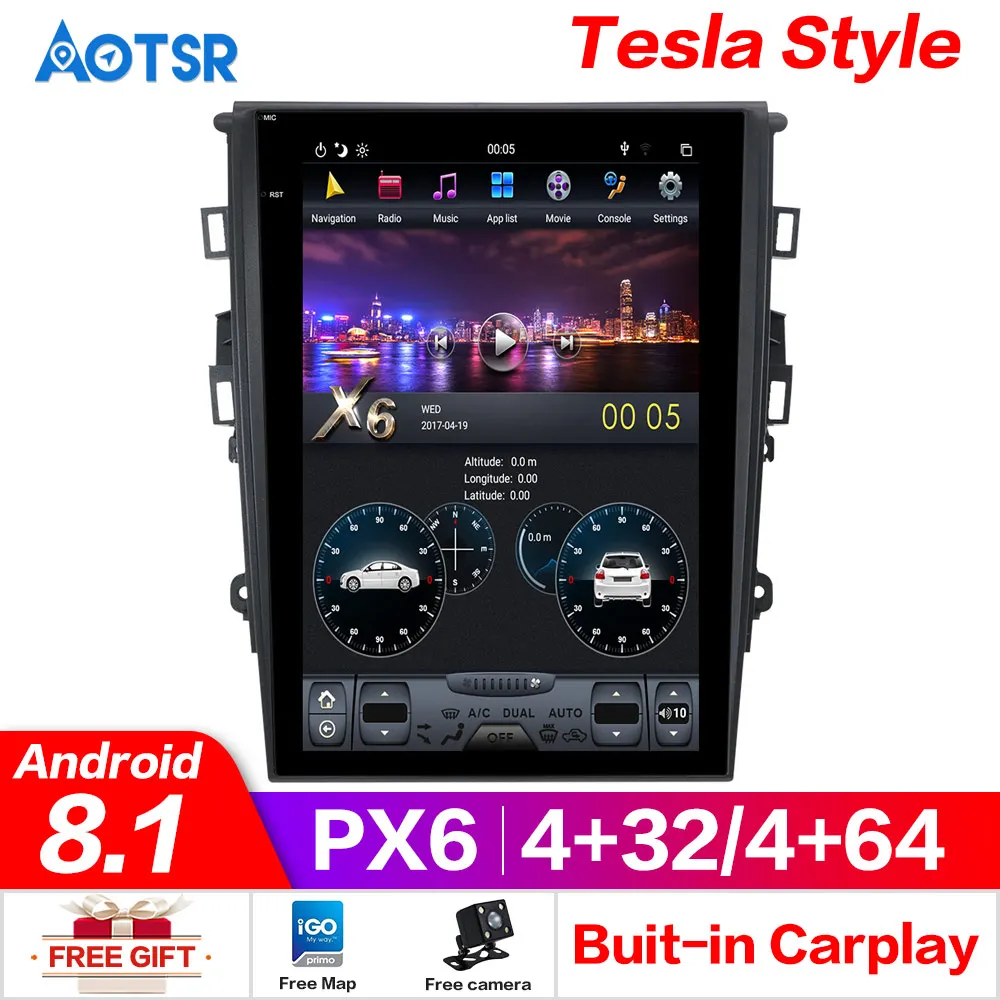 12," чистый Android 8,1 4+ 64G Автомобильный без dvd-плеера gps навигация для Ford Mondeo Fusion MK5 2013+ стерео Авто Блок Мультимедиа Радио