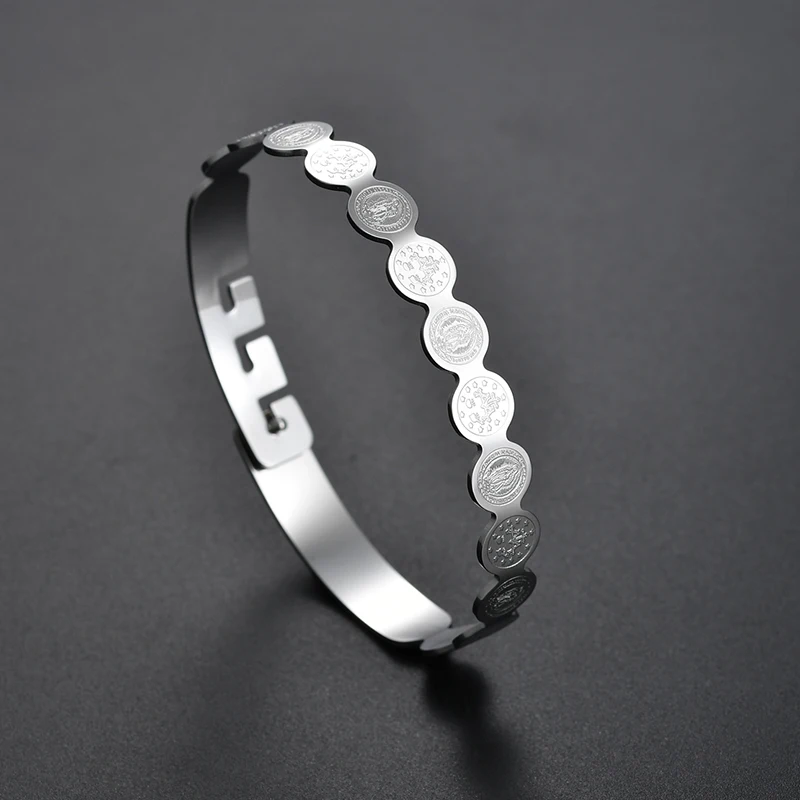 Style1 Steel ELSEMODE Шарм Девы браслет Mary крест Нержавеющая сталь St Бенедикт браслет Для мужчин Для женщин амулет для христианское религиозное талисман - Окраска металла: Style1 Steel