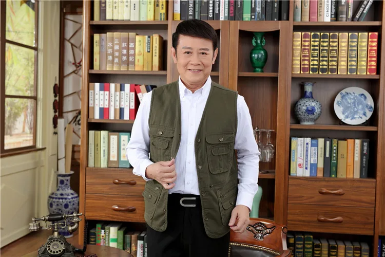 Pure Cotton Multi-pockets Middle-aged Daddy Clothes Waistcoat Casual Fishing Photography Vest MEN'S Vest plus Hypertrophy