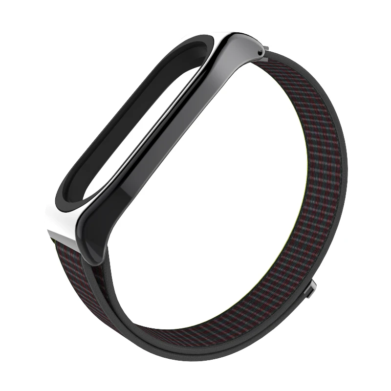 Браслет mi jobs mi Band 4 Nyion с петлей на спине, аксессуары для Xiaomi mi Band 4 3, браслет на запястье, Смарт-часы, браслет mi band 4 3, ремешок - Цвет: Black and Red