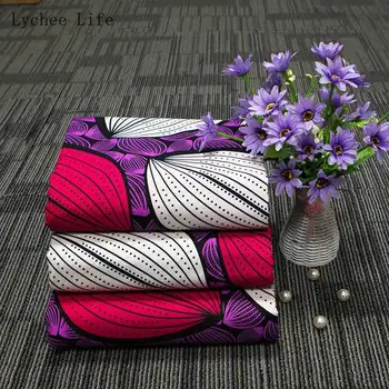 

Lychee Life 1Yard African Ankara Real Wax Fabric Polyester Flower Printed Fabric For Women Wedding Dress Diy Sewing Crafts