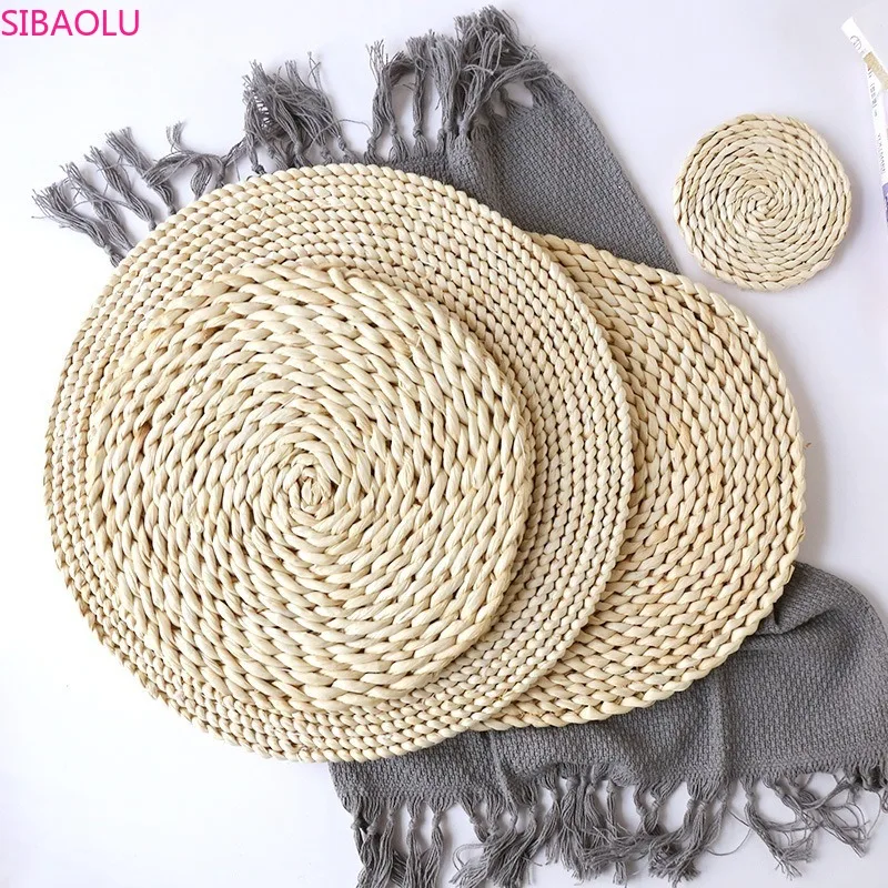 Japanese-style Natural Corn Fur Woven Placemat Thickened Thermal Insulation Tea Mat Table Mat Heat-resistant Casserole Dish Mat