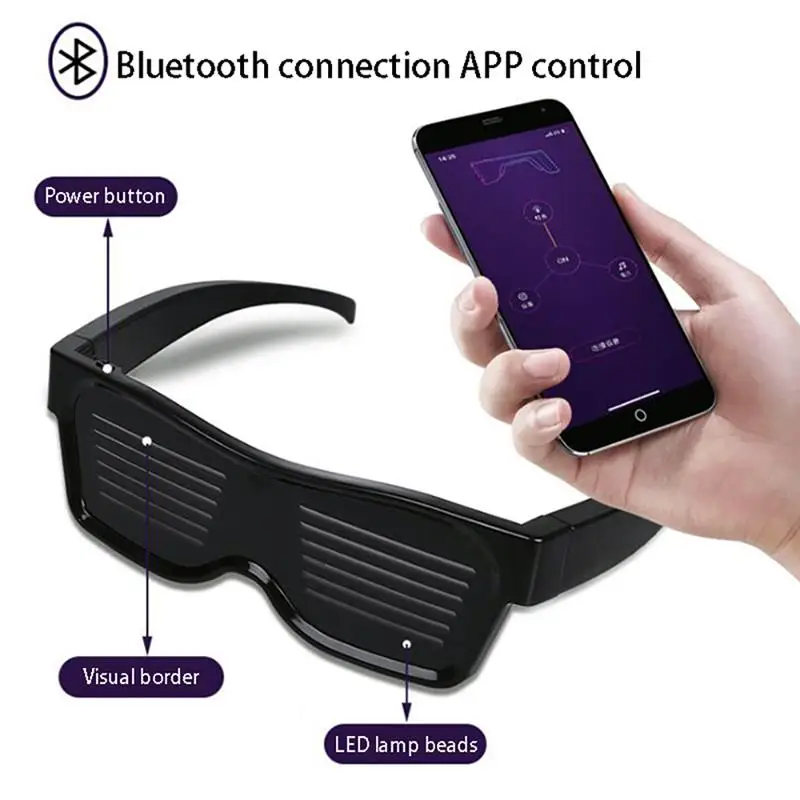 Волшебные Bluetooth светодиодные очки для вечеринок приложение управление светящиеся очки EMD DJ электрические слоги очки для вечеринки