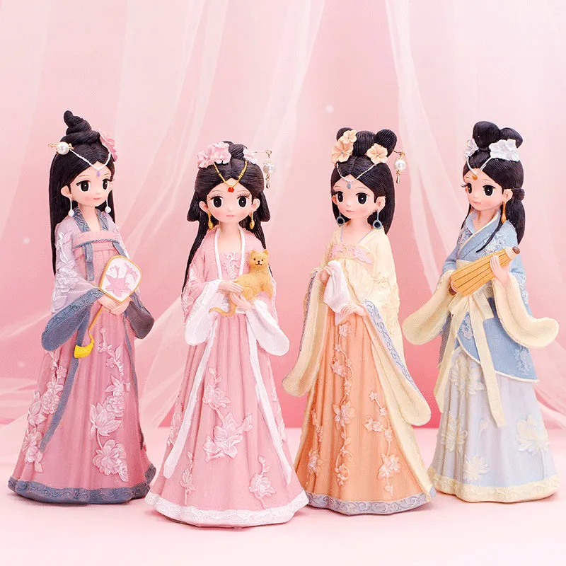 4 типа Новое китайское национальное королевской принцессы смолы Hanfu куклы