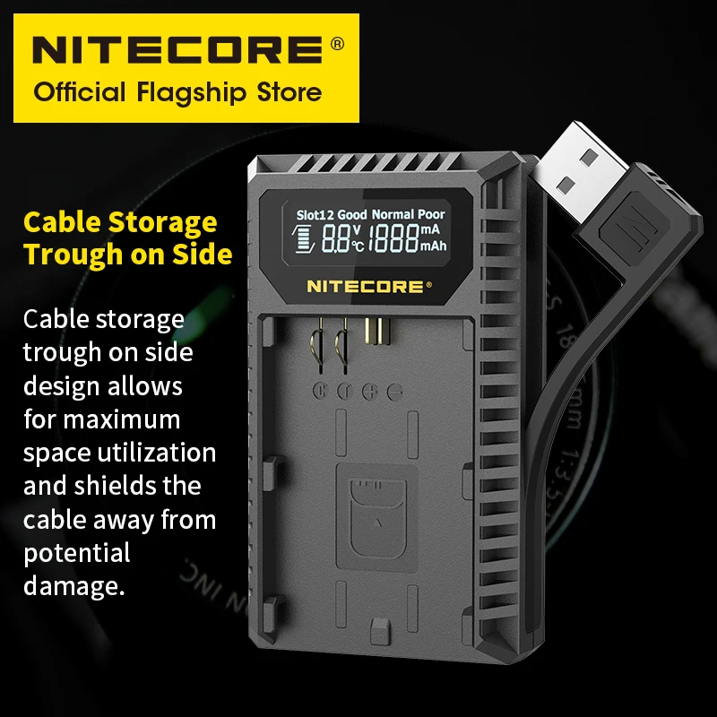 NITECORE UCN3 Camera Battery Charger Digital USB Dual Slot Charger DC 5V 2A for Canon LP-E6N EOS 5DS 6D 7D 90D R5 R6 Ra 60D 70D