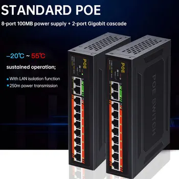 

8+2 Port POE Switch 52V 120W IEEE 802.3 af/at ethernet network switch 2 Gigabit uplink for IP/POE camera/Wireless AP 250meter