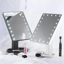 Квадратный Рабочий стол светодиодный макияж зеркало с 22 подсветкой заполняющий свет сенсорный переключатель макияж туалетное зеркало 360 градусов зеркало вращающееся
