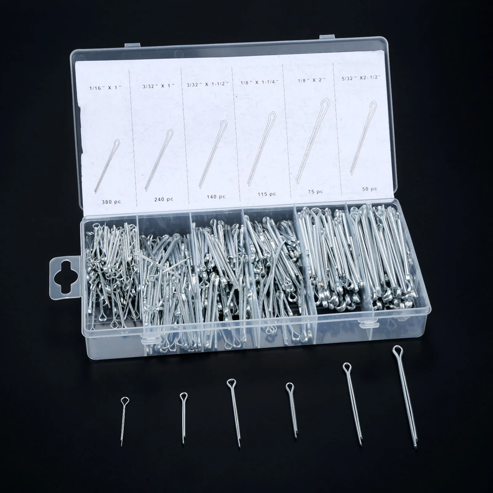 1000pcs/lot Stainless Steel Split Cotter Pins Set With Plastic Box